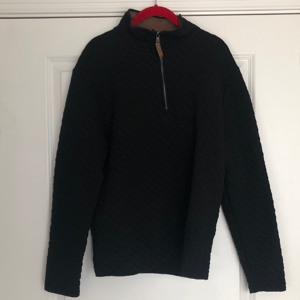 Banana Republic Black Quilted Zip-Up Sweater, Size Large, Good Condition.